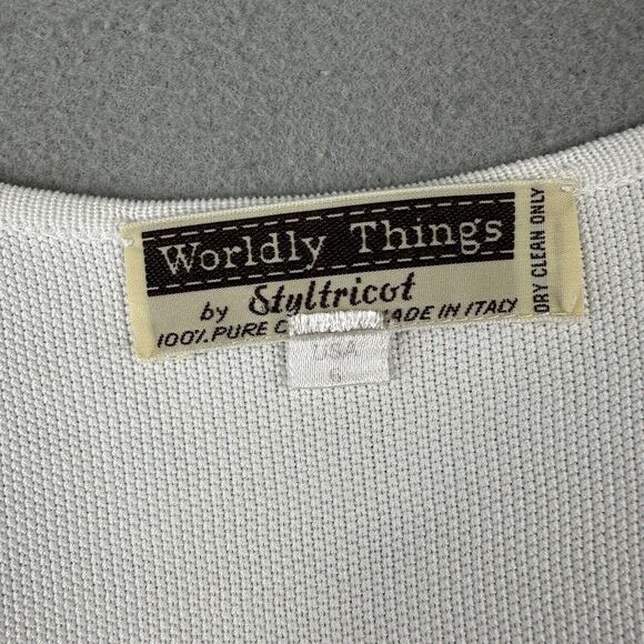 Worldly Things‎ Styltricot Knit Top Women’s 6 White Short Sleeve Scoop Neck - Picture 6 of 16